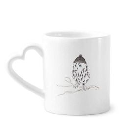 Dıythinker 350 ml Freehand Sketch Owl Head Kupaları Seramik Kupa