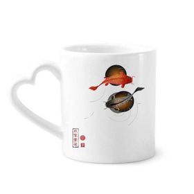 Dıythinker 350 ml Geleneksel Çin Balık Şanslı Kupaları Seramik Kupa