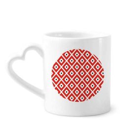 Dıythinker 350 ml Geometri Kırmızı Siyah Desen Japon Kupaları Seramik Kupa