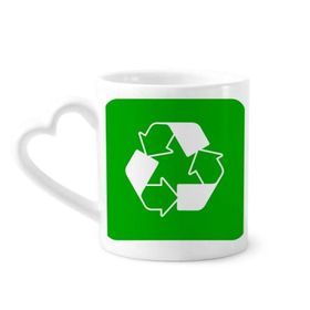 Dıythinker 350 ml Geri Dönüşüm Yeşil Kare Uyarı İşareti Kupaları Seramik Kupa
