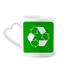Dıythinker 350 ml Geri Dönüşüm Yeşil Kare Uyarı İşareti Kupaları Seramik Kupa
