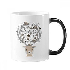 Dıythinker 350 ml Geyik Baba Noel Evi Değişen Renk Kupa