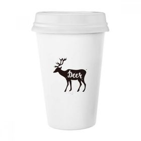 Dıythinker 350 ml Geyik Siyah ve Beyaz Hayvan Klasik Kupa Beyaz Çömlekçilik Seramik Kupa