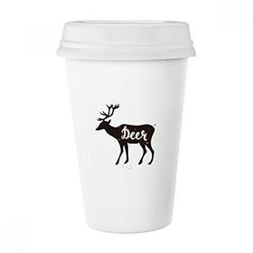 Dıythinker 350 ml Geyik Siyah ve Beyaz Hayvan Klasik Kupa Beyaz Çömlekçilik Seramik Kupa