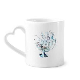 Dıythinker 350 ml Globe London Eye Eyfel Kulesi Suluboya Kupaları Seramik Kupa