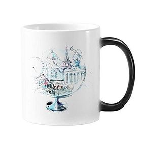 Dıythinker 350 ml Globe London Eye Eyfel Kulesi Suluboya Resim Değişen Renk Kupa