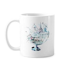 Dıythinker 350 ml Globe London Eye Eyfel Kulesi Suluboya Resim Klasik Kupa