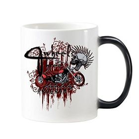 Dıythinker 350 ml Grafiti Sokak Kültürü Kanlı İskelet Motor Döngüsü Sanat İllüstrasyon Desen Değişen Renk Kupa