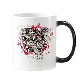 Dıythinker 350 ml Grafiti Sokak Kültürü Siyah Beyaz Kırmızı Mavi Soyut Tasarım Sanat İllüstrasyon Desen Değişen Renk Kupa