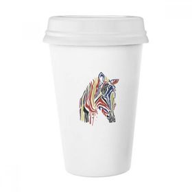 Dıythinker 350 ml Grafiti Tek Basit Renkli Zebra Hayvan Klasik Kupa Beyaz Çömlekçilik Seramik Kupa