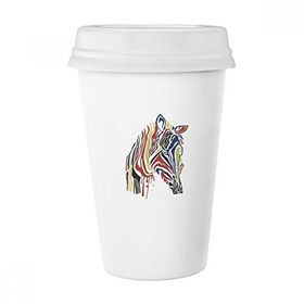 Dıythinker 350 ml Grafiti Tek Basit Renkli Zebra Hayvan Klasik Kupa Beyaz Çömlekçilik Seramik Kupa