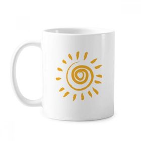 Dıythinker 350 ml Güneş Işığı Sarı El Boyama Klasik Kupa Beyaz Çömlekçilik Seramik Kupa