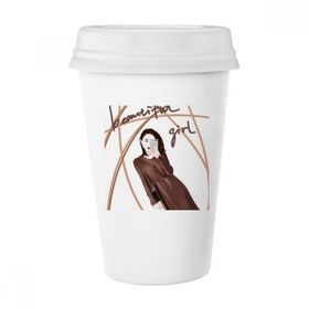 Dıythinker 350 ml Güzel Kız Figür Sanat Tasarım İllüstrasyon Klasik Kupa
