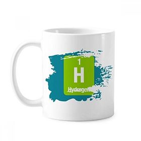 Dıythinker 350 ml H Hidrojen Kimyasal Element Bilim Boya Fırçası Kupa Beyaz Seramik Kupa