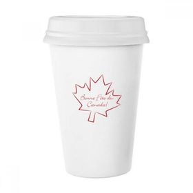 Dıythinker 350 ml Happy Canada Day 4. Temmuz Akçaağaç Yaprağı Basit Çizgi Çizim Klasik Beyaz Çömlek Seramik Kupa