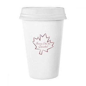 Dıythinker 350 ml Happy Canada Day 4. Temmuz Akçaağaç Yaprağı Basit Çizgi Çizim Klasik Beyaz Çömlek Seramik Kupa