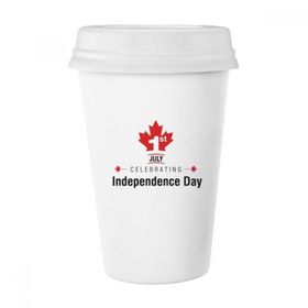 Dıythinker 350 ml Happy Canada Day 4. Temmuz Akçaağaç Yaprağı Kanada Bayrağı Klasik Beyaz Çömlek Seramik Kupa