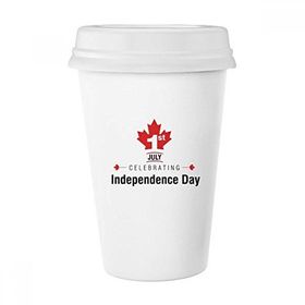 Dıythinker 350 ml Happy Canada Day 4. Temmuz Akçaağaç Yaprağı Kanada Bayrağı Klasik Beyaz Çömlek Seramik Kupa