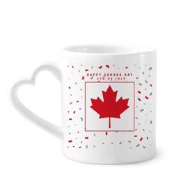 Dıythinker 350 ml Happy Canada Day 4 Temmuz Akçaağaç Yaprağı Kupaları Seramik Kupa