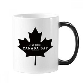 Dıythinker 350 ml Happy Canada Day 4. Temmuz Siyah Akçaağaç Yaprağı Değişen Renk Kupa