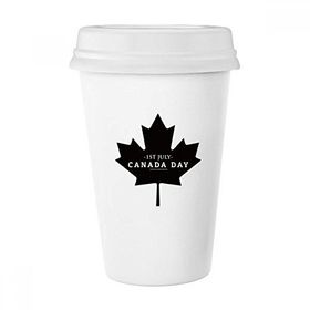 Dıythinker 350 ml Happy Canada Day 4. Temmuz Siyah Akçaağaç Yaprağı Klasik Beyaz Çömlek Seramik Kupa
