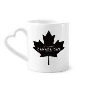 Dıythinker 350 ml Happy Canada Day 4 Temmuz Siyah Akçaağaç Yaprağı Kupaları Seramik Kupa