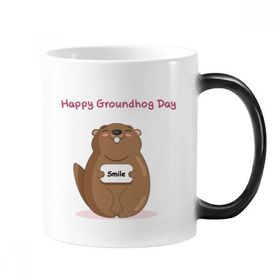 Dıythinker 350 ml Happy Groundhog Day ABD Amerika Kanada Festivali Değişen Renk Kupa