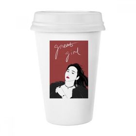 Dıythinker 350 ml Harika Kız Figür Sanat Tasarım İllüstrasyon Klasik Kupa