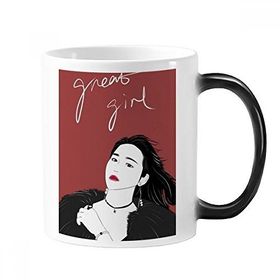 Dıythinker 350 ml Harika Kız Figür Sanat Tasarım İllüstrasyon Renk Değiştiren Kupa