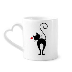 Dıythinker 350 ml Hayvan Kalp Şekilli Kedi Sihouette Kupaları Seramik Kupa