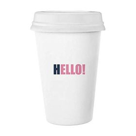 Dıythinker 350 ml Hello Quote Siyah Teşvir Pozitif Klasik Kupa Beyaz Çömlekçilik Seramik Kupa