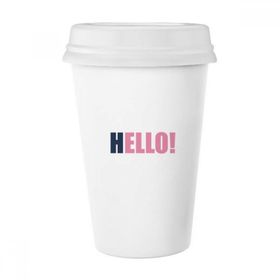 Dıythinker 350 ml Hello Quote Siyah Teşvir Pozitif Klasik Kupa Beyaz Çömlekçilik Seramik Kupa