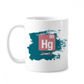 Dıythinker 350 ml Hg Chemical Element Science Boya Fırçası Kupa Beyaz Seramik Kupa