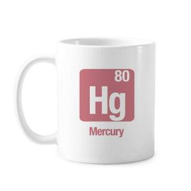 Dıythinker 350 ml Hg Kimyasal Element Bilim Klasik Kupa Beyaz Çömlekçilik Seramik Kupa