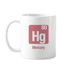 Dıythinker 350 ml Hg Kimyasal Element Bilim Klasik Kupa Beyaz Çömlekçilik Seramik Kupa