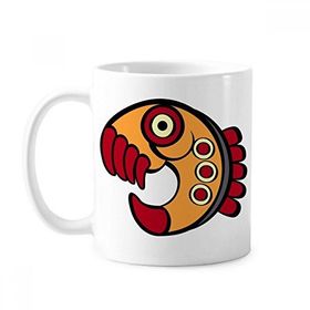 Dıythinker 350 ml Hint Soyut Sanat Çizimi Piranha Amazon Klasik Kupa Beyaz Çömlekçilik Seramik Kupa