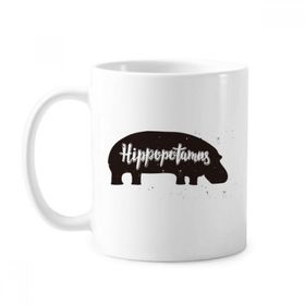 Dıythinker 350 ml Hipopotamus Siyah Beyaz Hayvan Klasik Beyaz Çömlekçilik Seramik Saplı Kupa