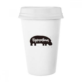 Dıythinker 350 ml Hipopotamus Siyah Beyaz Hayvan Klasik Kupa Beyaz Çömlekçilik Seramik Kupa