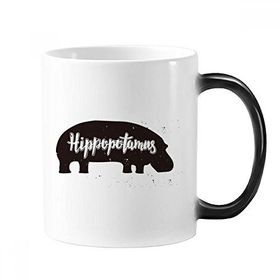 Dıythinker 350 ml Hipopotamus Siyah ve Beyaz Hayvan Değişen Renk Kupa