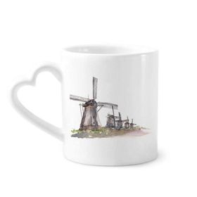 Dıythinker 350 ml Hollanda'da Yel Değirmeni Kupaları Seramik Kupa