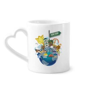 Dıythinker 350 ml Hong Kong Gezi Yeri Çin Kupaları Seramik Kupa Seramik Kupa