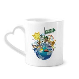 Dıythinker 350 ml Hong Kong Gezi Yeri Çin Kupaları Seramik Kupa Seramik Kupa