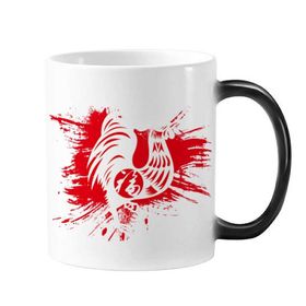 Dıythinker 350 ml Horoz Yılı Hayvan Çin Zodyak Değişen Renk Şekil Değiştiren Isıya Duyarlı Kulplu Kupa
