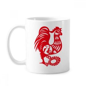 Dıythinker 350 ml Horoz Yılı Hayvan Çin Zodyak Klasik Kupa Beyaz Çömlekçilik Seramik Kupa