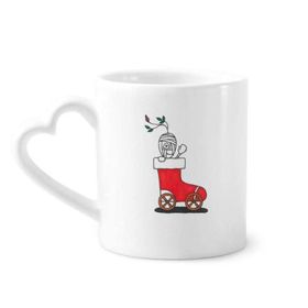 Dıythinker 350 ml Horus Noel Kızağı Yaprak Çiçek Kupaları Seramik Kupa