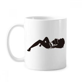 Dıythinker 350 ml Hot Girl Girl Gal Silhouette Klasik Beyaz Çömlekçilik Seramik Saplı Kupa