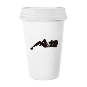 Dıythinker 350 ml Hot Girl Girl Gal Silhouette Klasik Kupa Beyaz Çömlekçilik Seramik Kupa