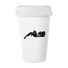 Dıythinker 350 ml Hot Girl Girl Gal Silhouette Klasik Kupa Beyaz Çömlekçilik Seramik Kupa