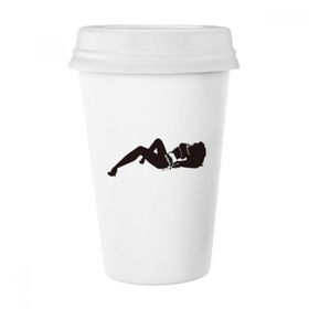 Dıythinker 350 ml Hot Girl Girl Gal Silhouette Klasik Kupa Beyaz Çömlekçilik Seramik Kupa