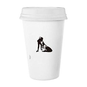 Dıythinker 350 ml Hot Woman Girl Uniforms Klasik Kupa Beyaz Çömlekçilik Seramik Kupa
